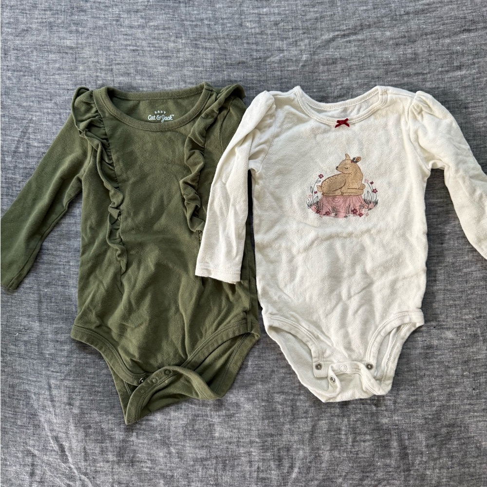 Cat & Jack/Carter’s long sleeve bodysuit bundle, 12m
